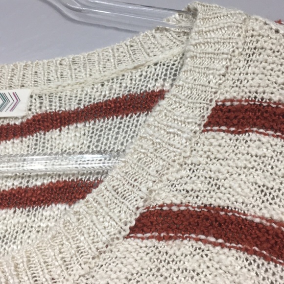 Pink Rose Creme & Burnt Orange Striped Sweater Top - Picture 6 of 10